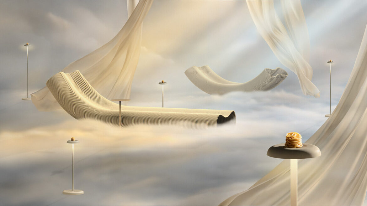 Edible Reveries di Studio Yellowdot per Artisia: arredi-scultura sospesi tra nuvole e drappi al Fuorisalone 2026