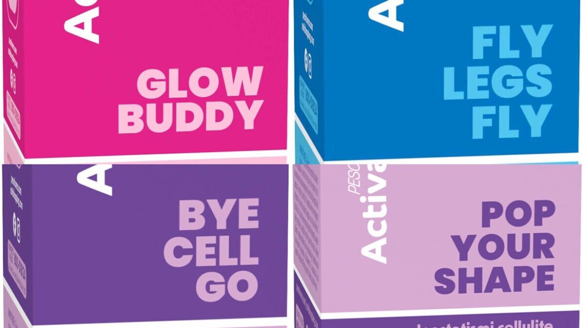 I quattro integratori della linea Pesoforma Activate: Glow Buddy, Fly Legs Fly, Bye Cell Go e Pop Your Shape