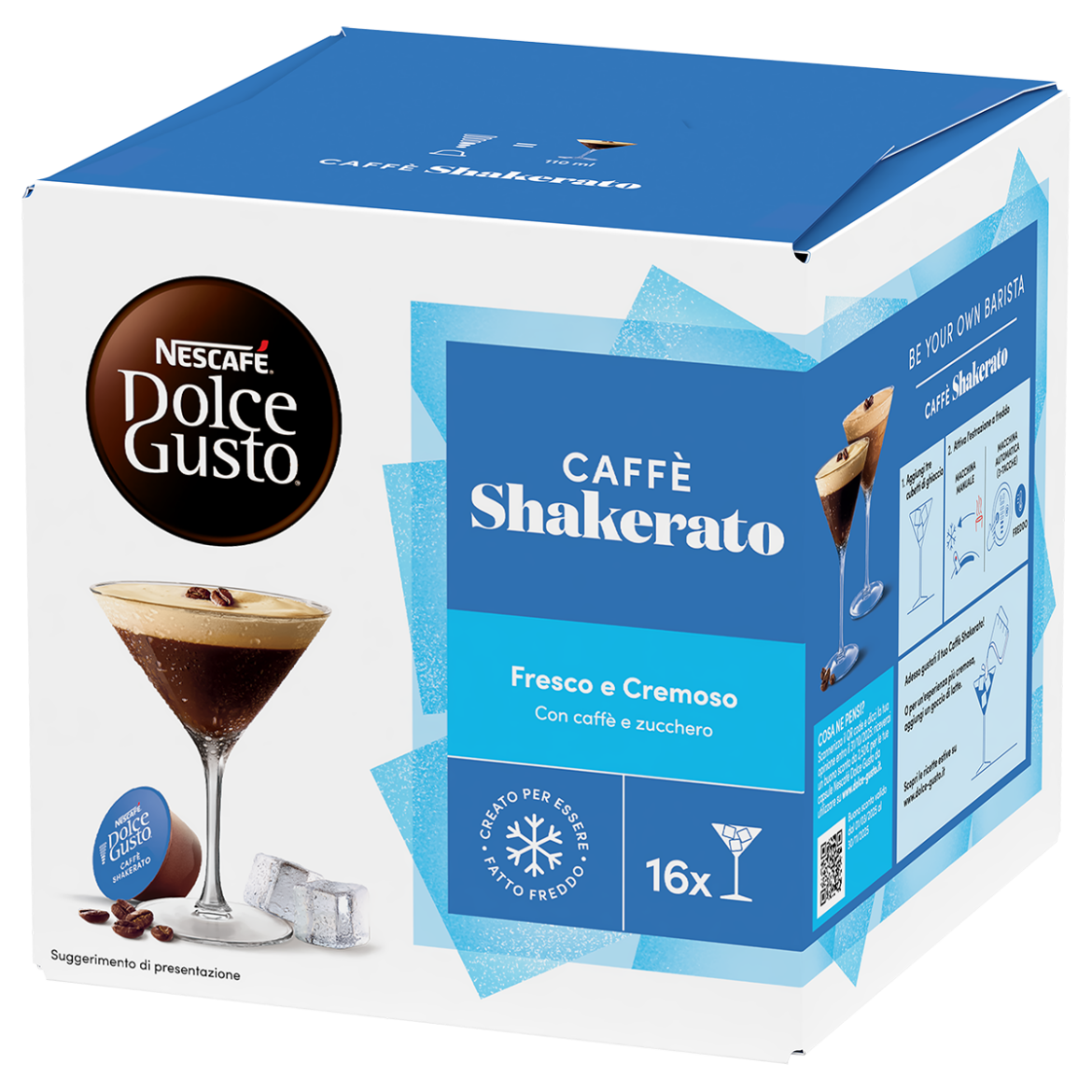Capsula e bicchiere di Caffè Shakerato NESCAFÉ Dolce Gusto