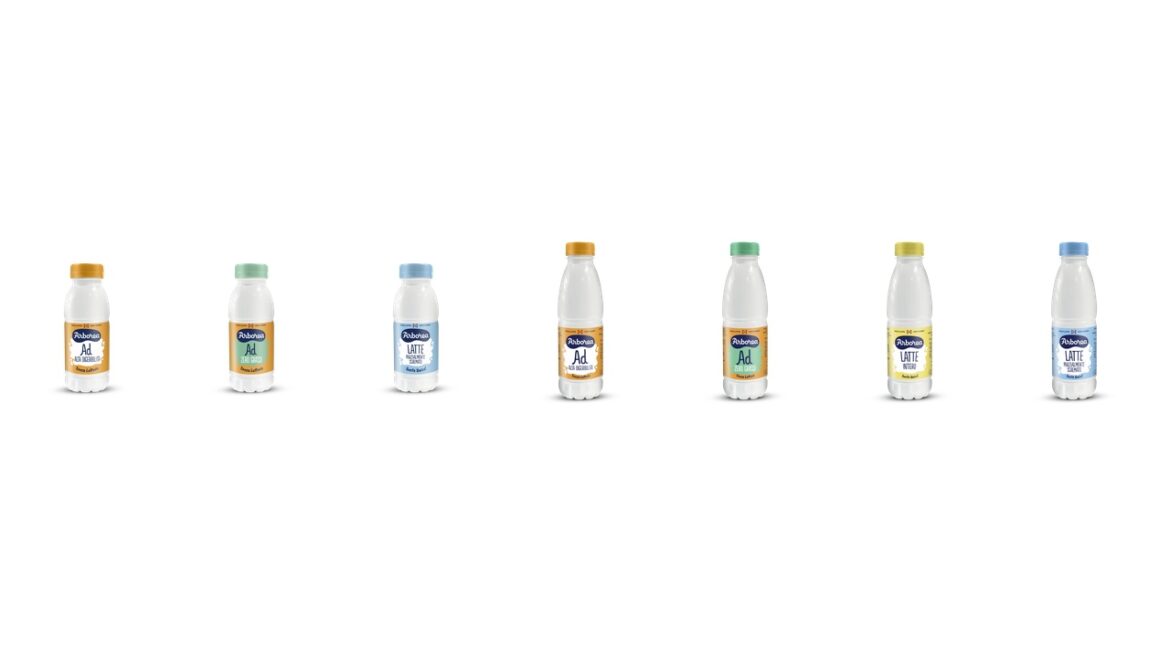 Bottiglie da 250ml di latte UHT Arborea nelle varianti parzialmente scremato, AD 0% e AD 1%